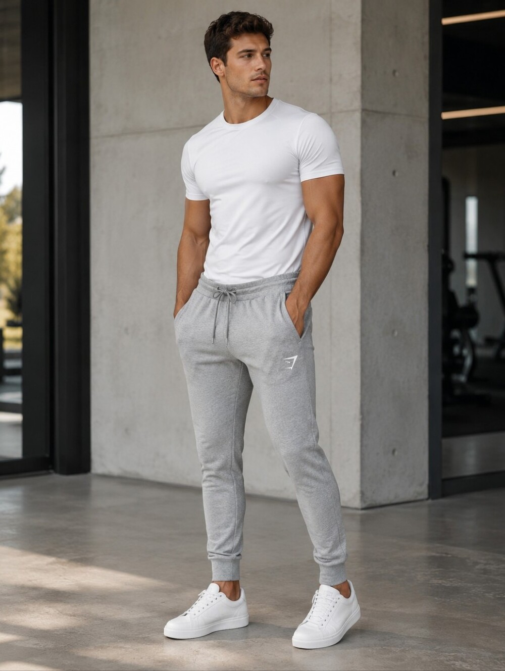 Gymshark Crest Joggers Atmosphere Grey Mens Medium Slim Tapered